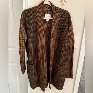 Daily Ritual heavyweight herringbone open cardigan coatigan